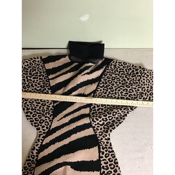 Rehab Lab Women Lrg Animal Print body con Knit Mini Cowl Neck Dolman SL EUC p - Picture 6 of 10